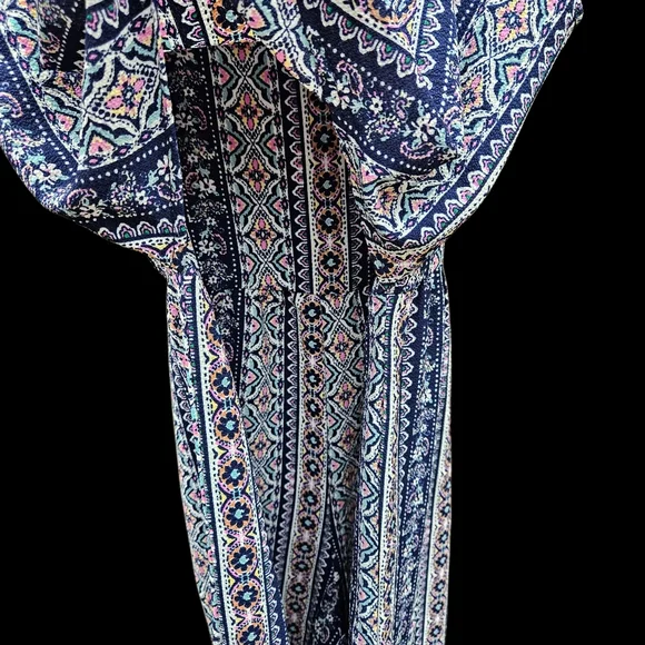 Knit Works Blue Patterned Sleeveless Jumpsuit Girls Size 14 - Picture 6 of 14